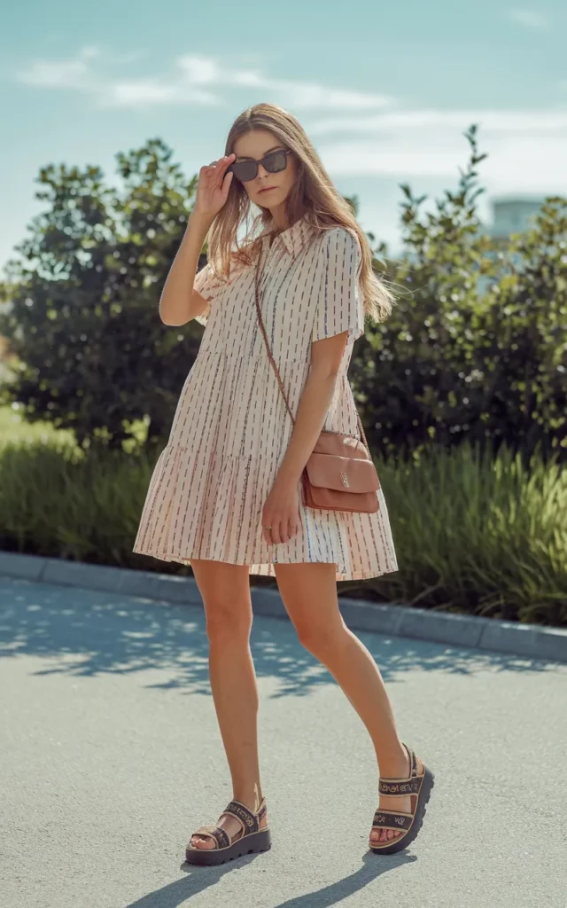 Pair a tiered mini dress with chunky sandals