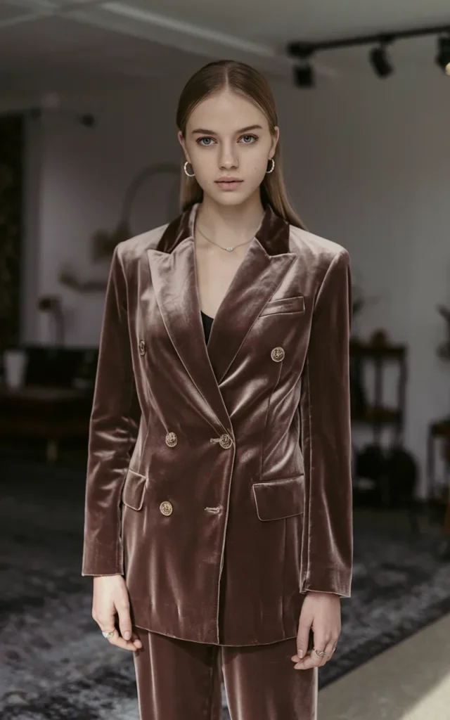 Pair a velvet blazer with tailored trousers