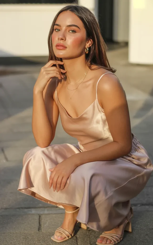 Style a silk cami with a midi skirt