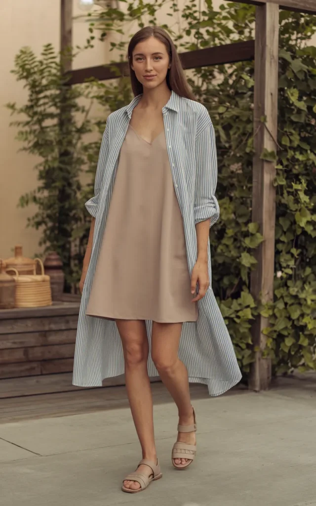 Wear a shirt dress open over a mini dress