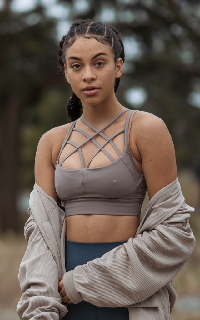Layer a shrug over a strappy sports bra
