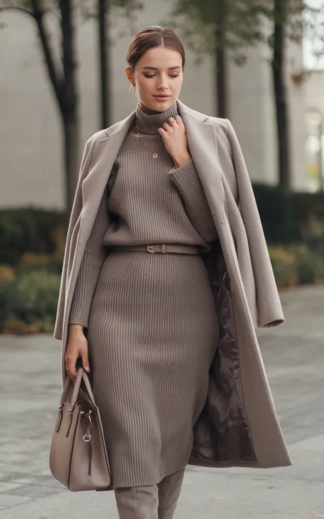 Add knee-high boots to a sweater dress.