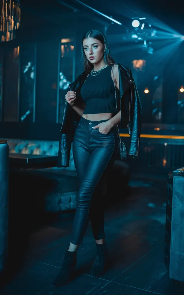 Build a monochrome all-black outfit.