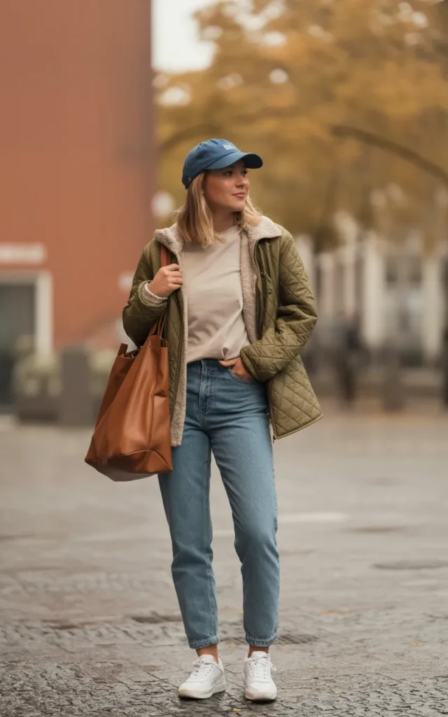 Build a travel outfit around a quilted jacket.