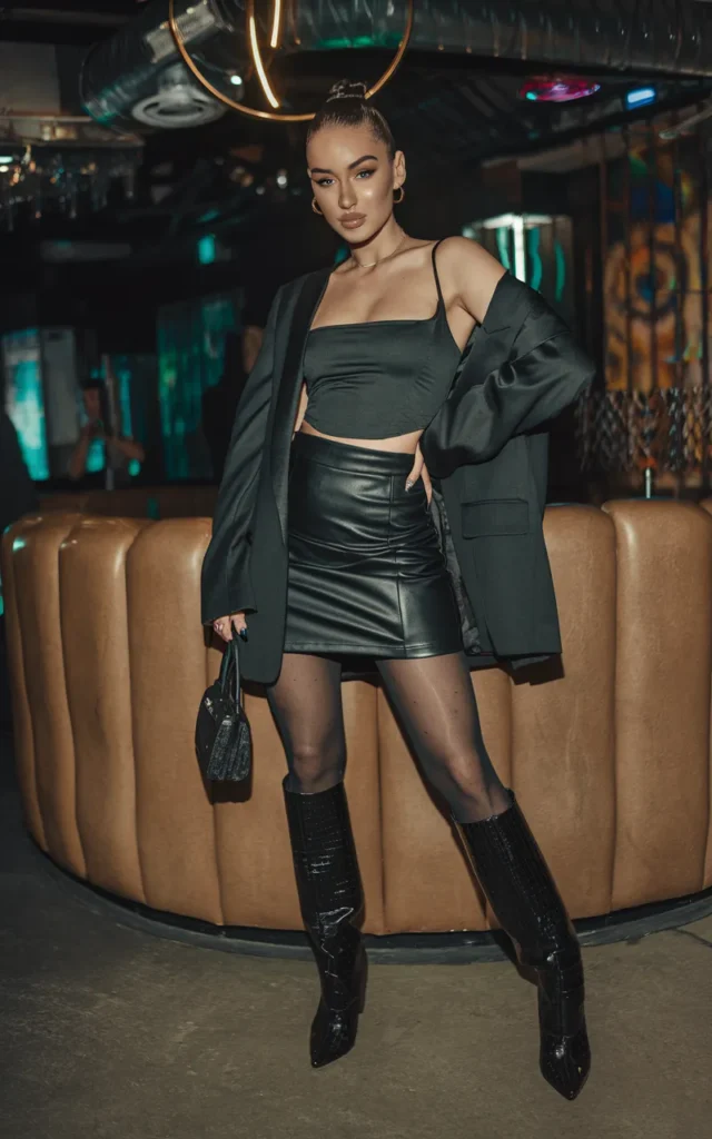 Match a mini skirt with an oversized blazer.