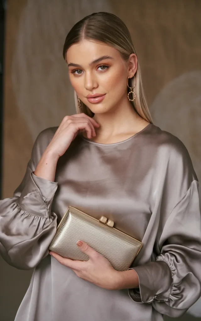 Opt for a soft grey or taupe dress for understated elegance