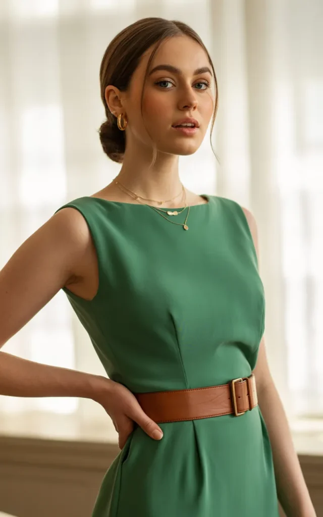 Pair a dress with a statement belt for definition