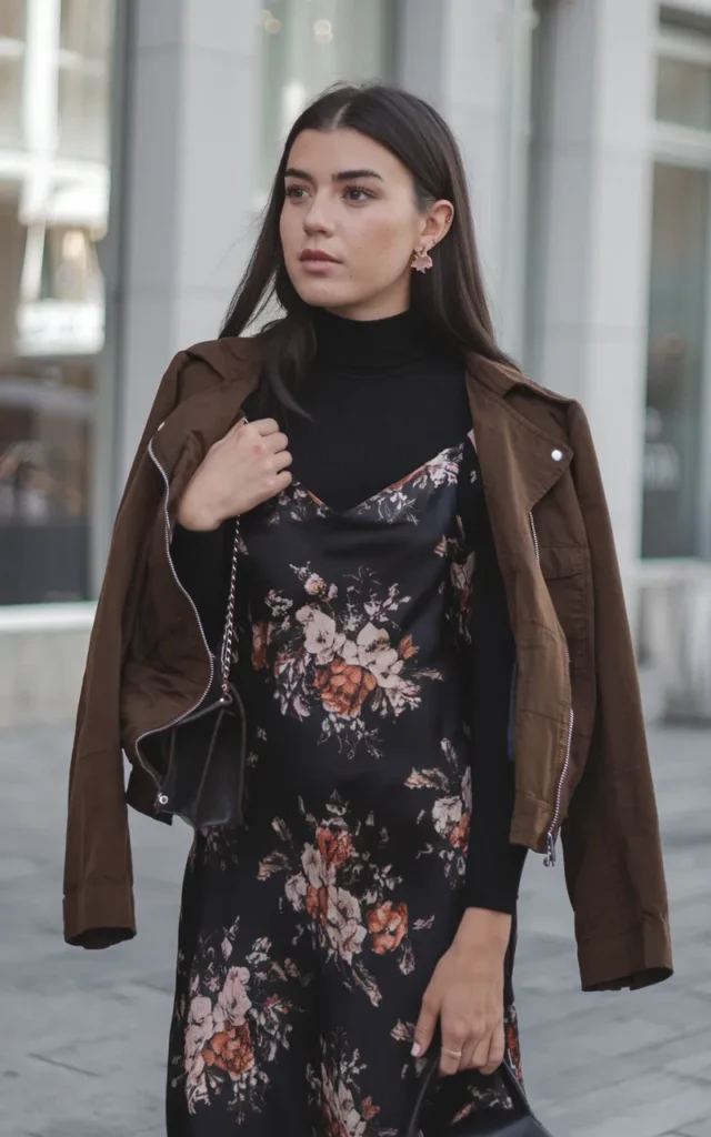 Style a slip dress over a fine-knit top.