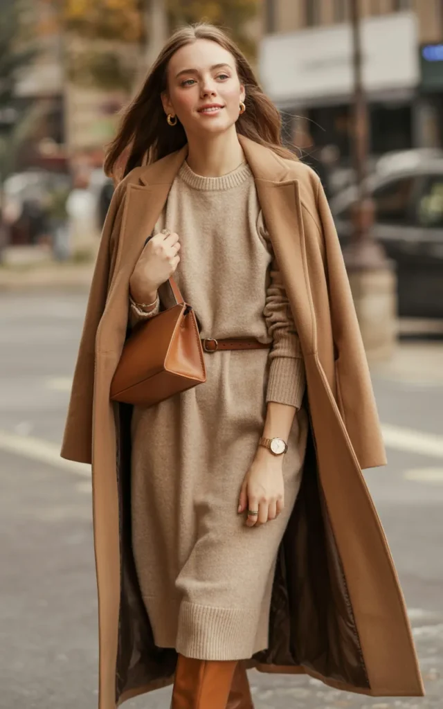Wear a sweater dress with tall boots.