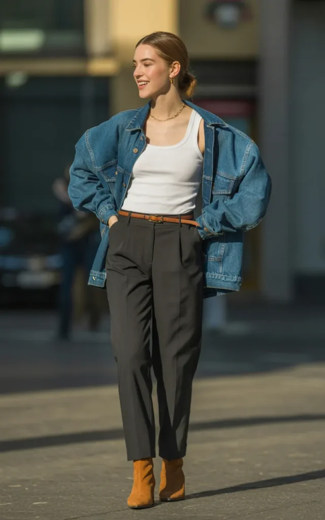 Add a Belted Waist to an Oversized Jean Jacket