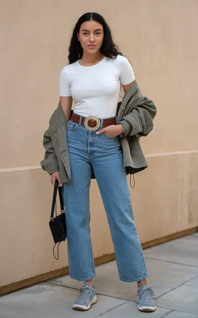Add a Statement Belt to a Simple Jeans-and-Tee Look