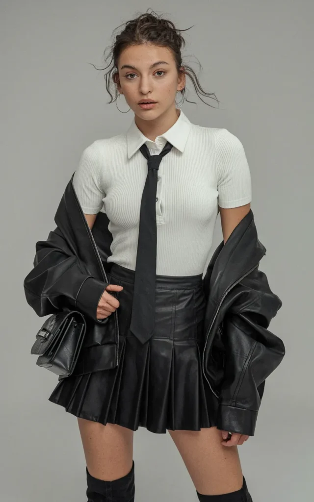 Add a Tie to a Mini Skirt Outfit