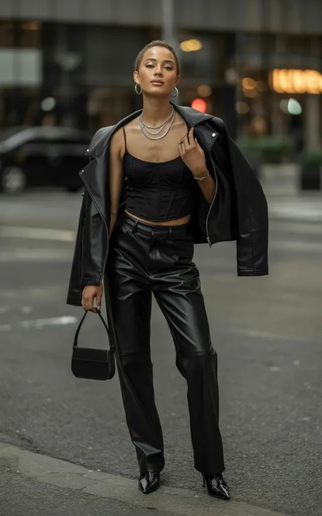 Build a Statement Look With a Corset and Leather Pants