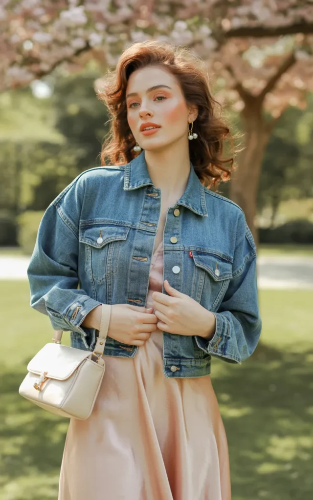 Create a Feminine Look With a Jean Jacket and Ballet Flats