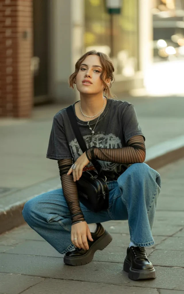 Layer a Mesh Top Under a Graphic Tee
