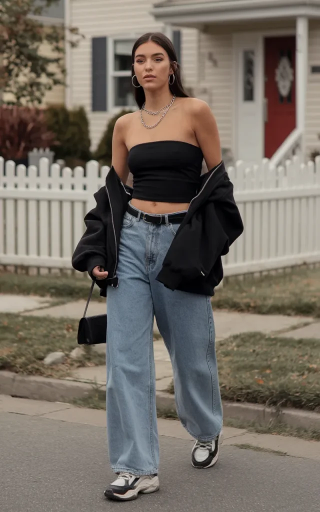 Match a Tube Top With Low-Rise Jeans