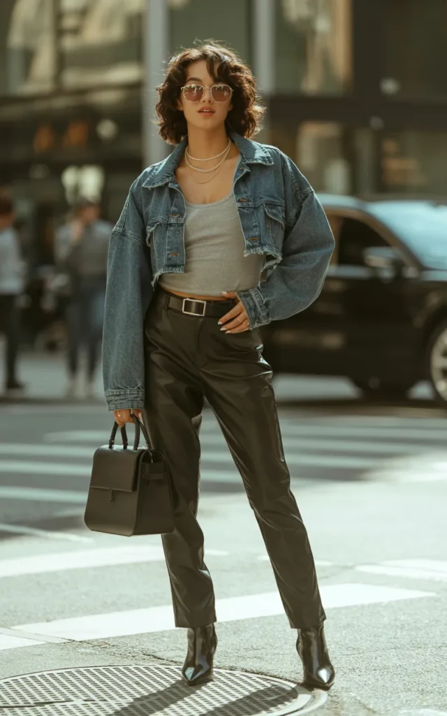Mix Denim, Leather, and Silver Hardware