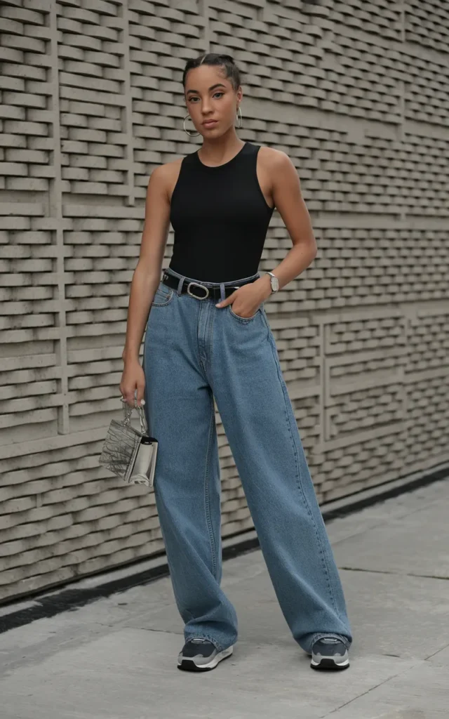 Mix a Fitted Bodysuit With Oversized Denim