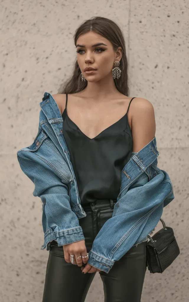 Mix a Jean Jacket With Leather for a Night-Out Look