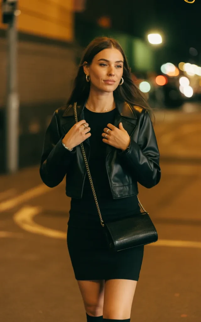 Throw a Cropped Leather Jacket Over a Mini Dress