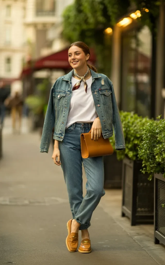 Transform a Jean Jacket With a Scarf