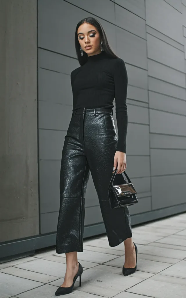 Wear an All-Black Outfit With Different Textures