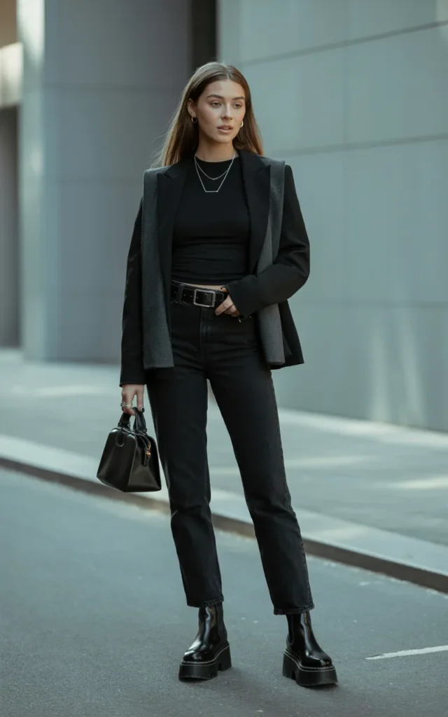 Wear an All-Black Outfit With Statement Boots